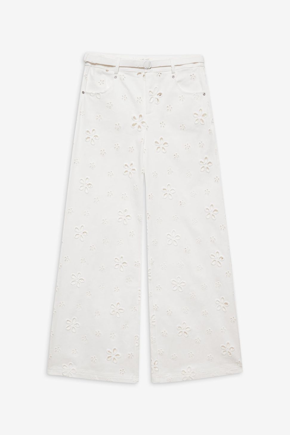 White For Love & Lemons Daisy Eyelet Baggy Jeans | US-ZMXL69874