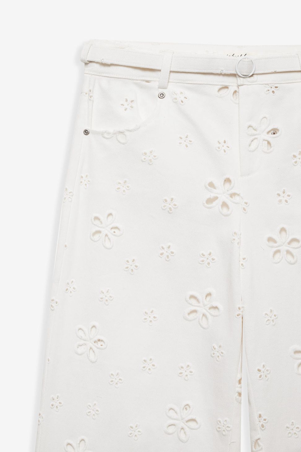 White For Love & Lemons Daisy Eyelet Baggy Jeans | US-ZMXL69874