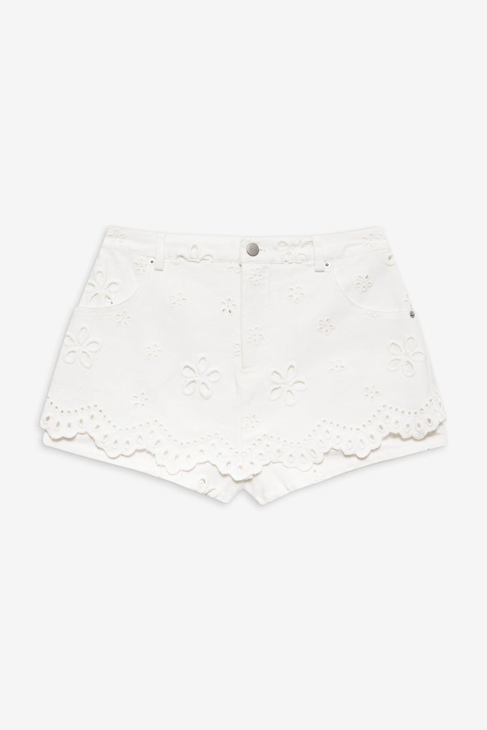 White For Love & Lemons Daisy Eyelet Denim Skirt | US-YFPA76532