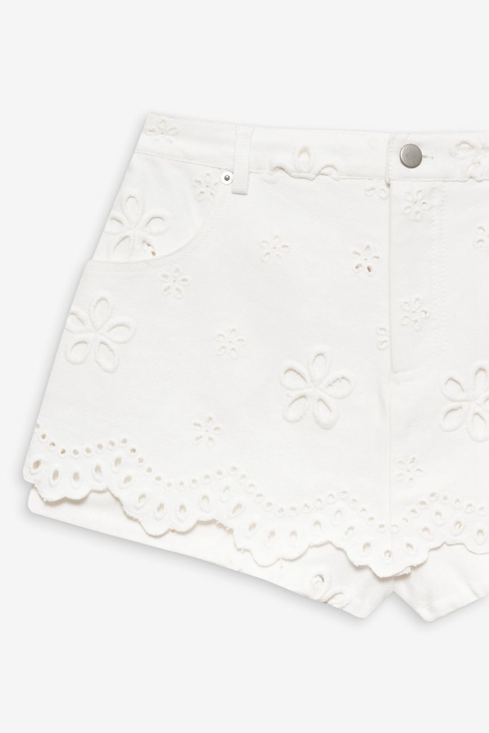 White For Love & Lemons Daisy Eyelet Denim Skirt | US-YFPA76532