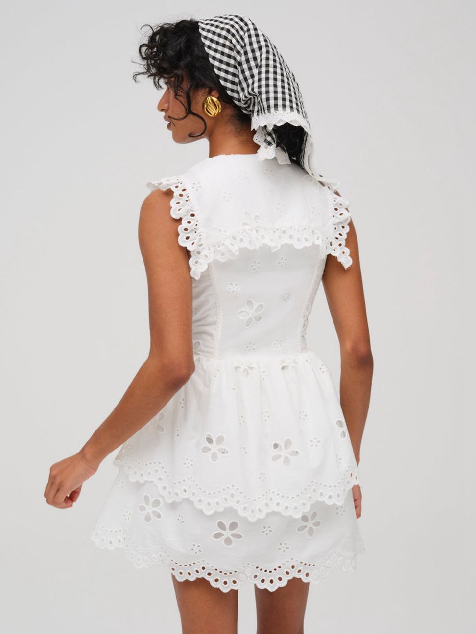 White For Love & Lemons Daisy Eyelet Mini Dress | US-CXHL58473