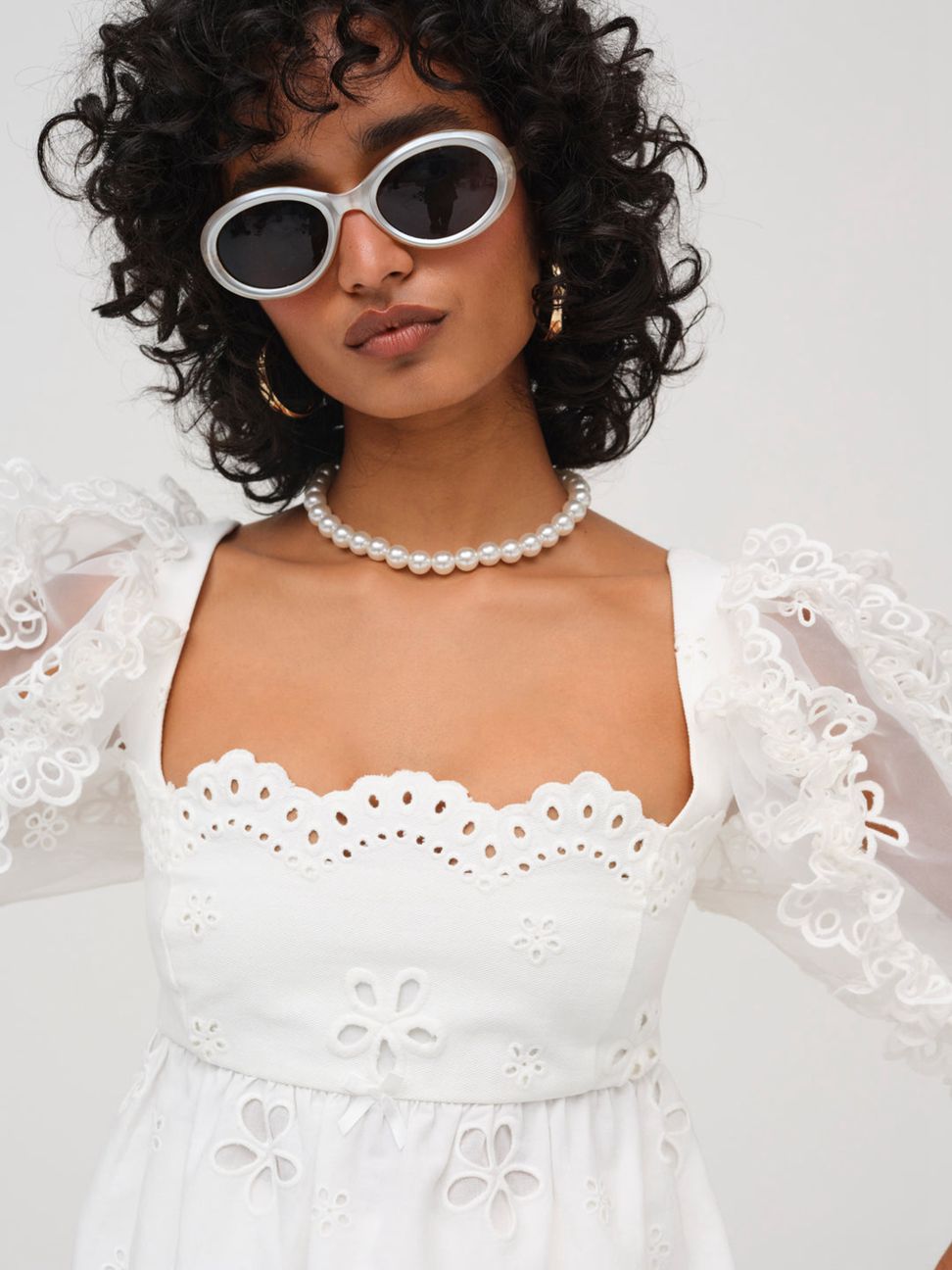 White For Love & Lemons Daisy Eyelet Top | US-APCH35981