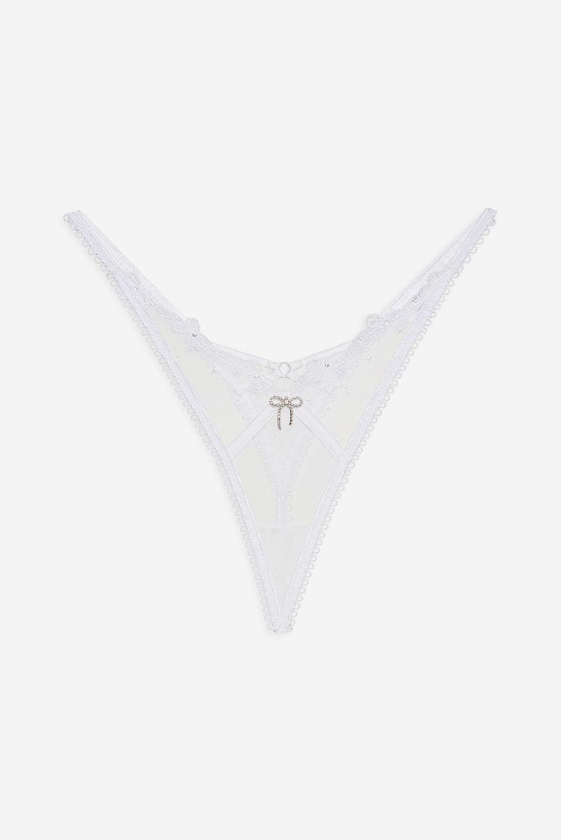 White For Love & Lemons Ellery Glitter Thong | US-MIGE89415