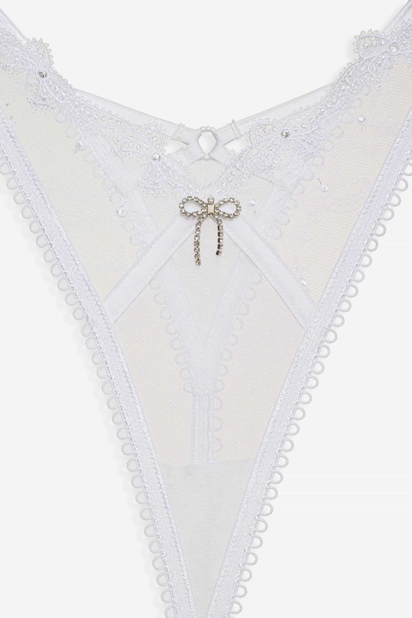 White For Love & Lemons Ellery Glitter Thong | US-MIGE89415