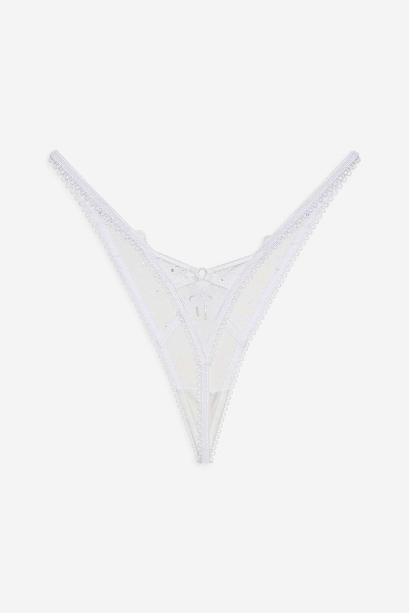 White For Love & Lemons Ellery Glitter Thong | US-MIGE89415