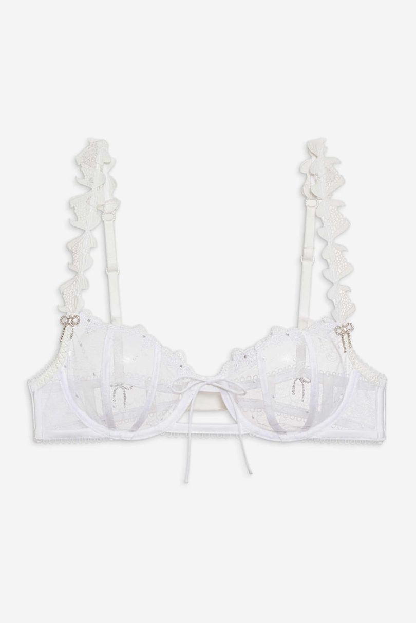 White For Love & Lemons Ellery Glitter Underwire Bra | US-YTLS21435