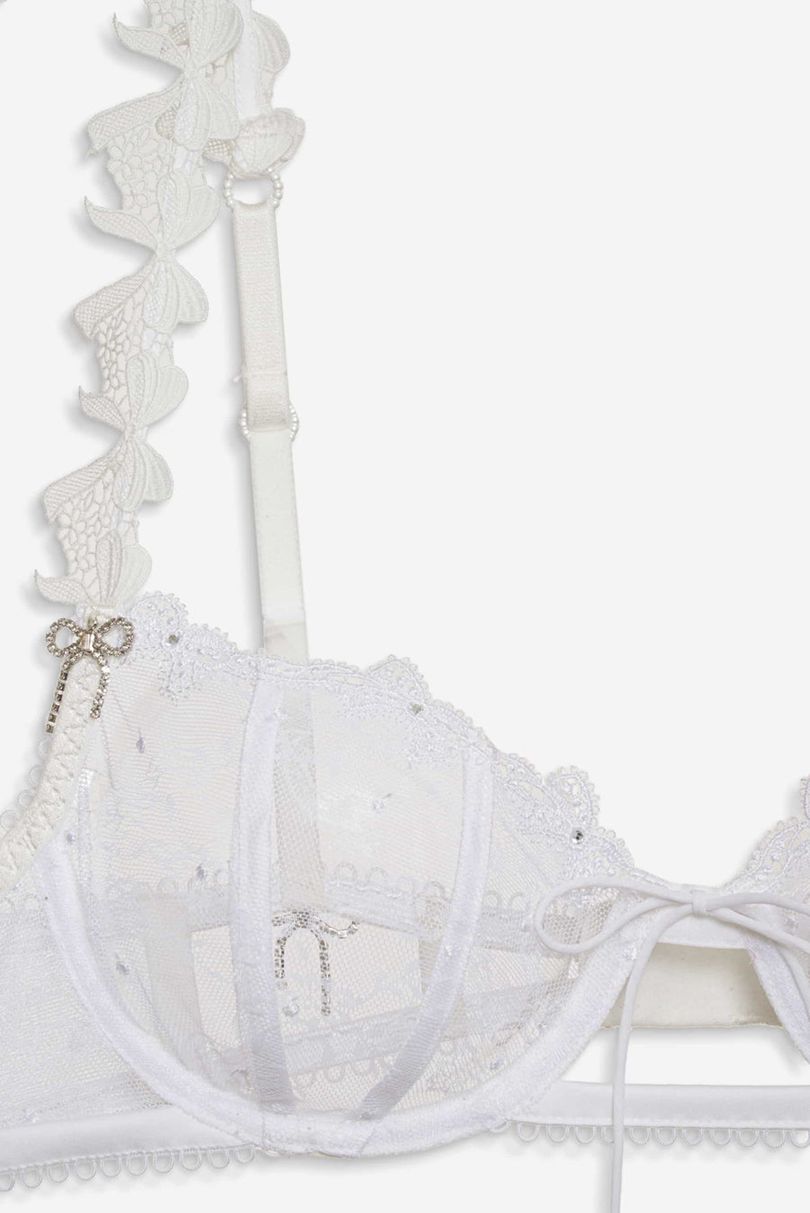 White For Love & Lemons Ellery Glitter Underwire Bra | US-YTLS21435