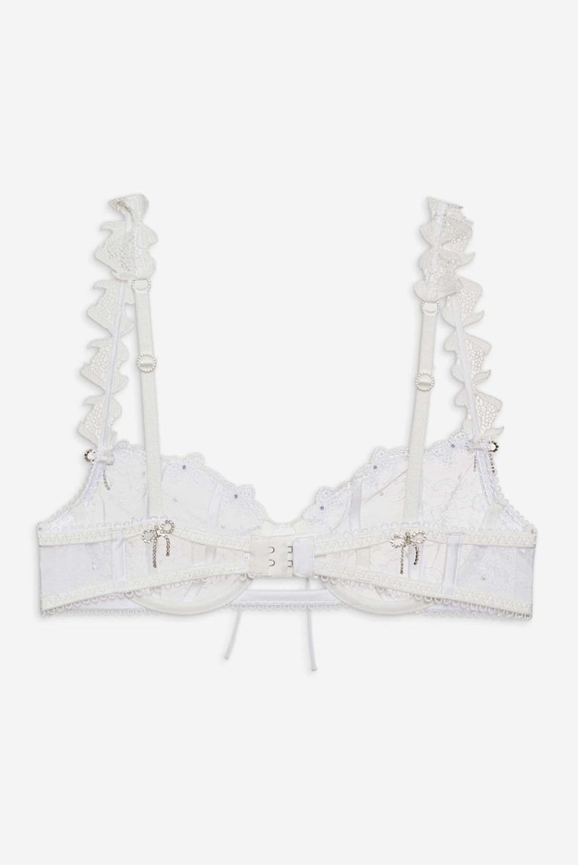 White For Love & Lemons Ellery Glitter Underwire Bra | US-YTLS21435