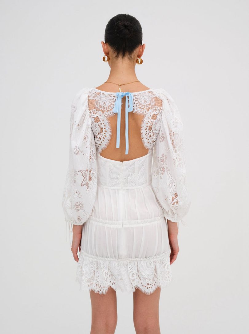 White For Love & Lemons Ellis Mini Dress | US-JDSR43697