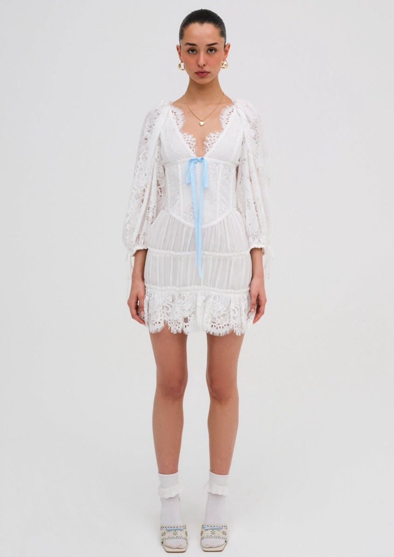 White For Love & Lemons Ellis Mini Dress | US-JDSR43697