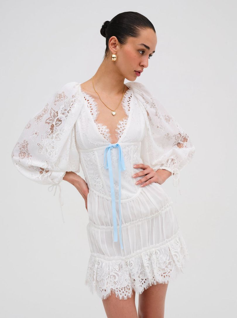 White For Love & Lemons Ellis Mini Dress | US-JDSR43697