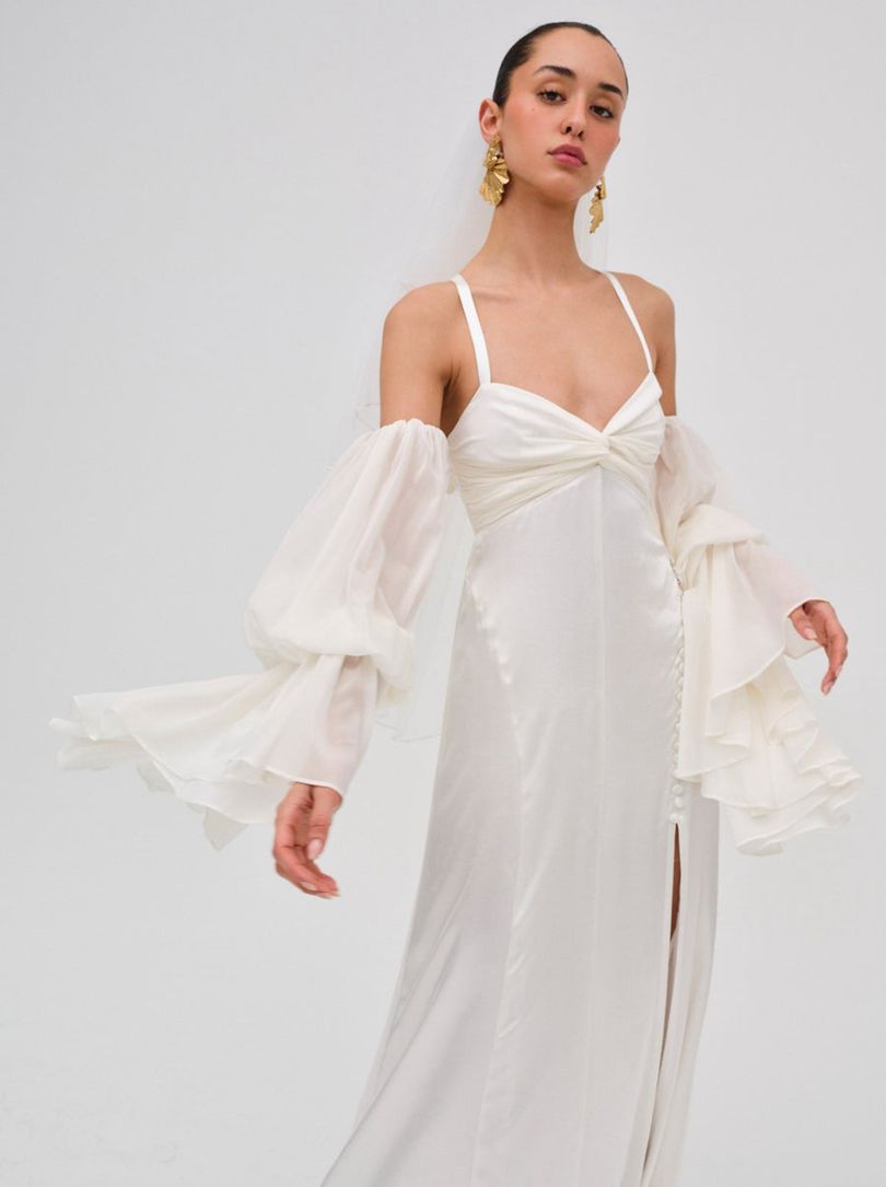 White For Love & Lemons Esme Bridal Gown Maxi Dress | US-VYAZ64920