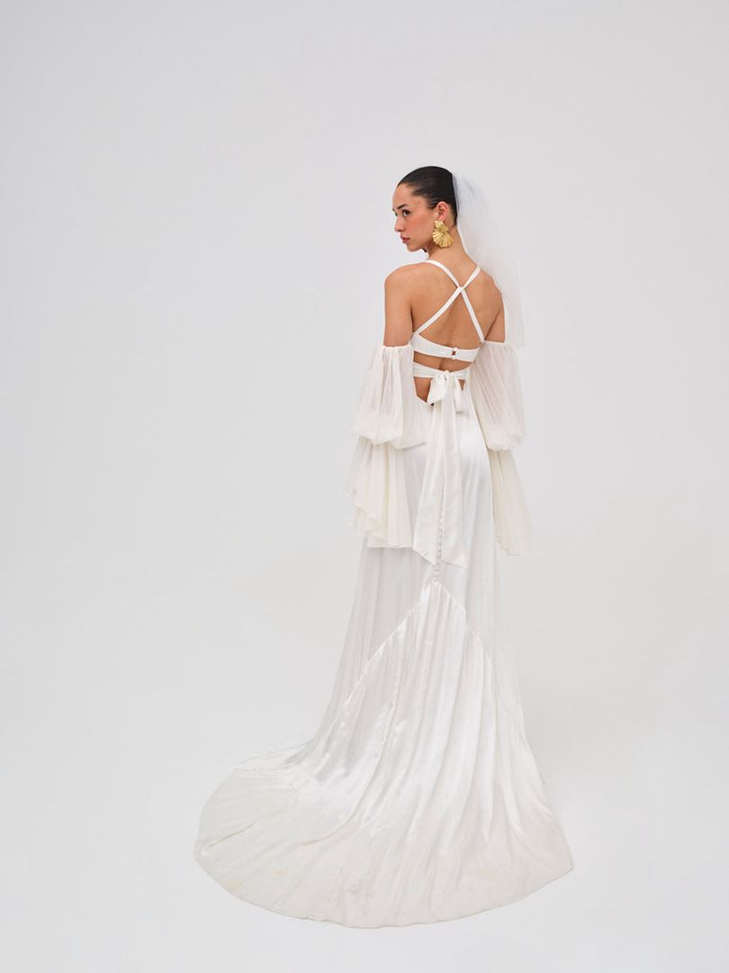 White For Love & Lemons Esme Bridal Gown Maxi Dress | US-VYAZ64920