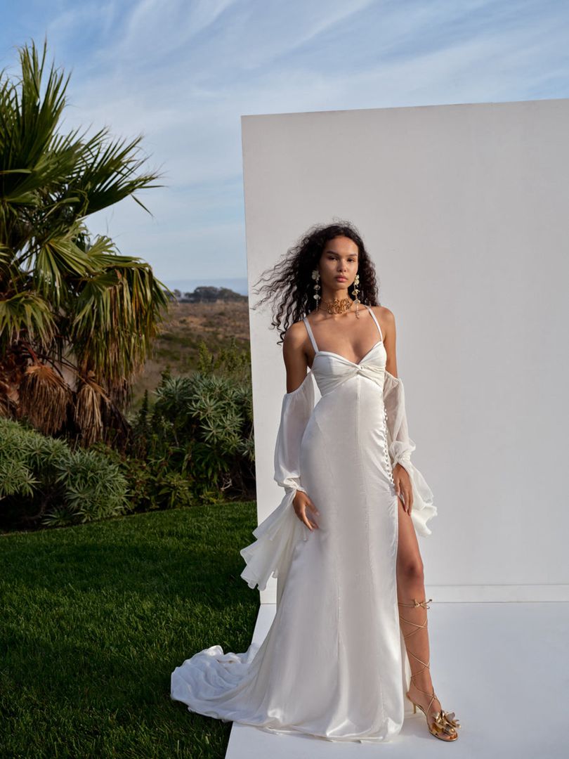 White For Love & Lemons Esme Bridal Gown Maxi Dress | US-VYAZ64920