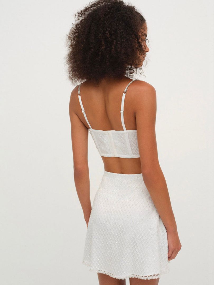 White For Love & Lemons Glitter Grid Bustier | US-OCAP17426