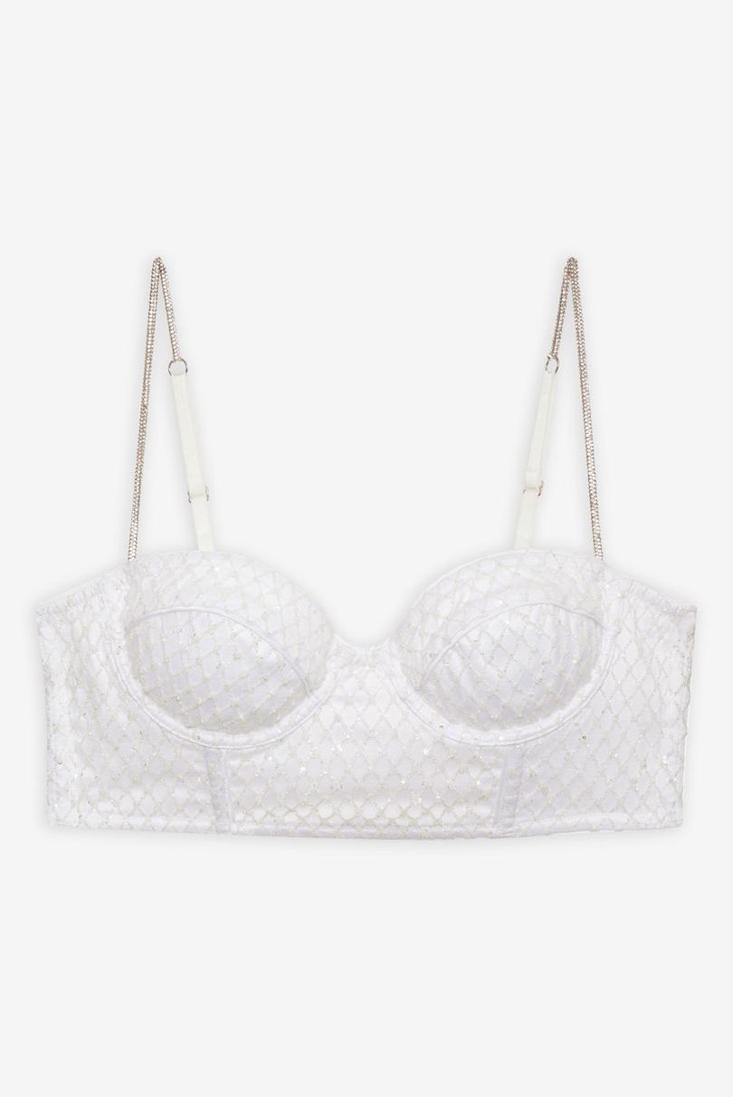 White For Love & Lemons Glitter Grid Bustier | US-OCAP17426