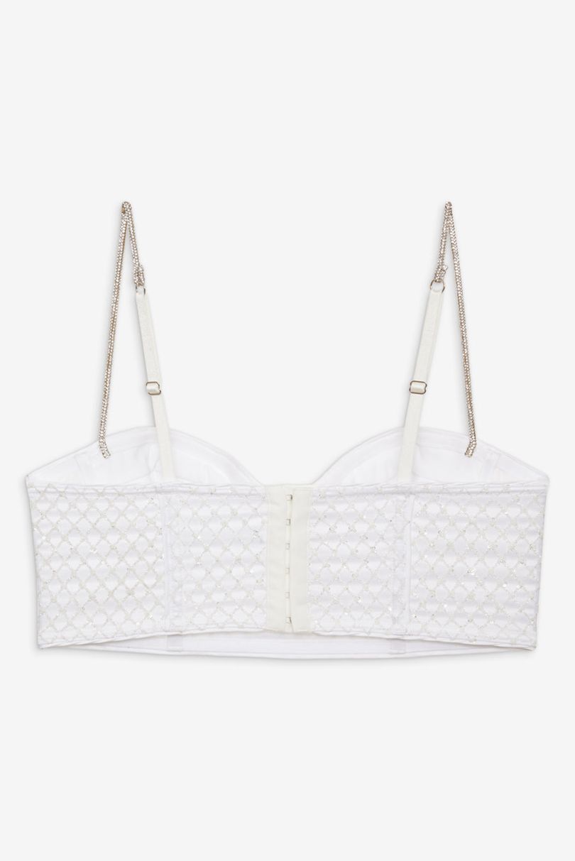 White For Love & Lemons Glitter Grid Bustier | US-OCAP17426