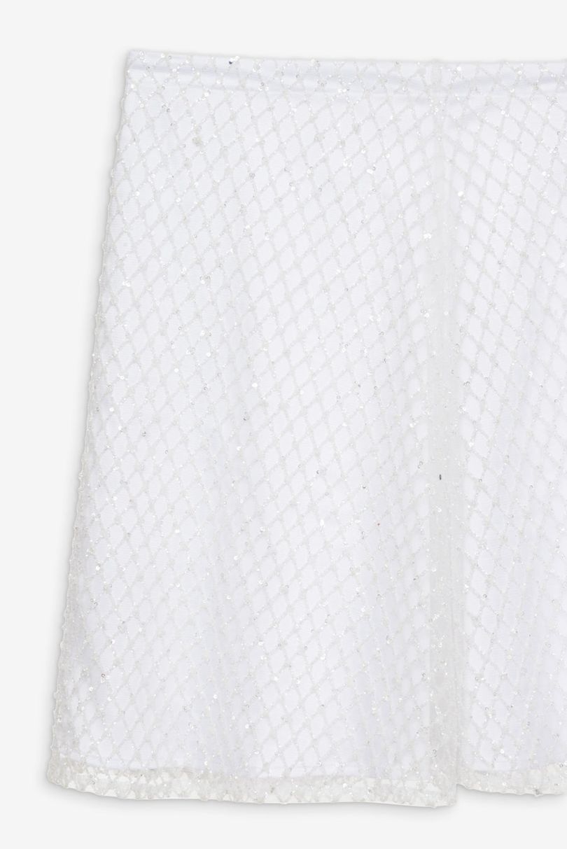 White For Love & Lemons Glitter Grid Mini Skirt | US-XKZQ80163