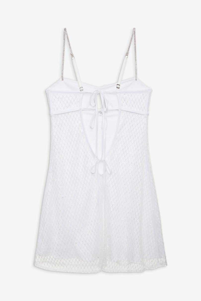 White For Love & Lemons Glitter Slip Dress | US-MHOS98304