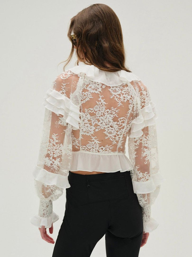 White For Love & Lemons Holiday Lace Blouse | US-KCSL92746