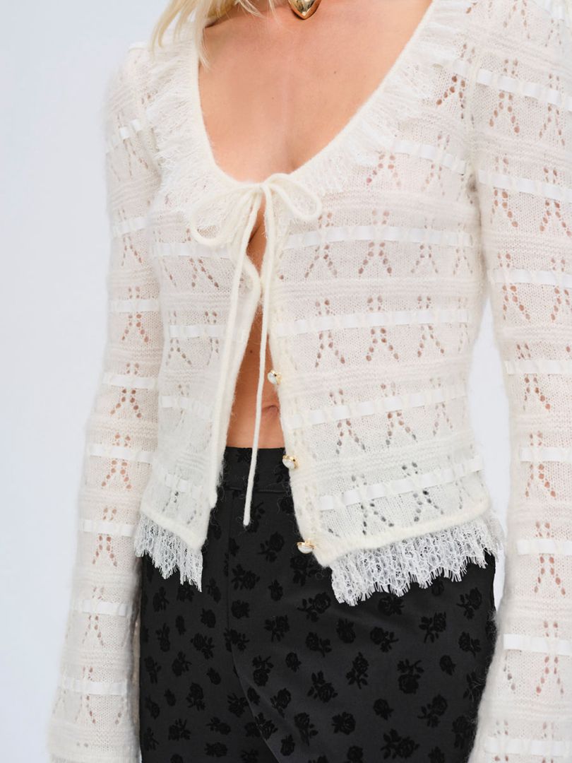 White For Love & Lemons Jayla Cardigan | US-VXOM48571