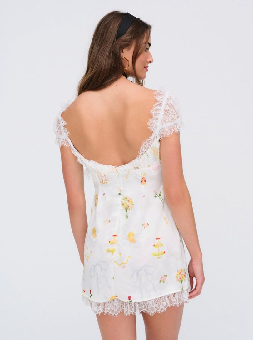 White For Love & Lemons Jeannine Mini Dress | US-VZSN41386