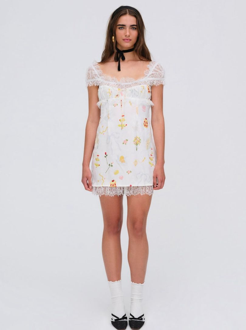 White For Love & Lemons Jeannine Mini Dress | US-VZSN41386