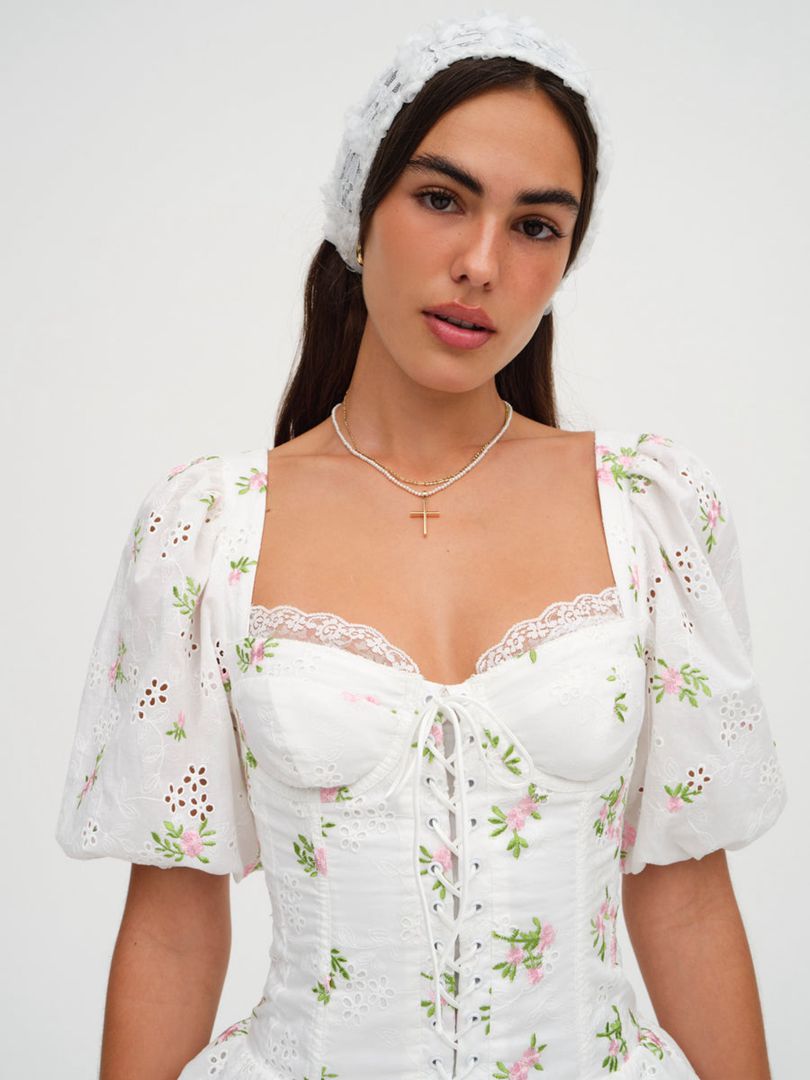 White For Love & Lemons Kinsley Mini Dress | US-GCJU65321