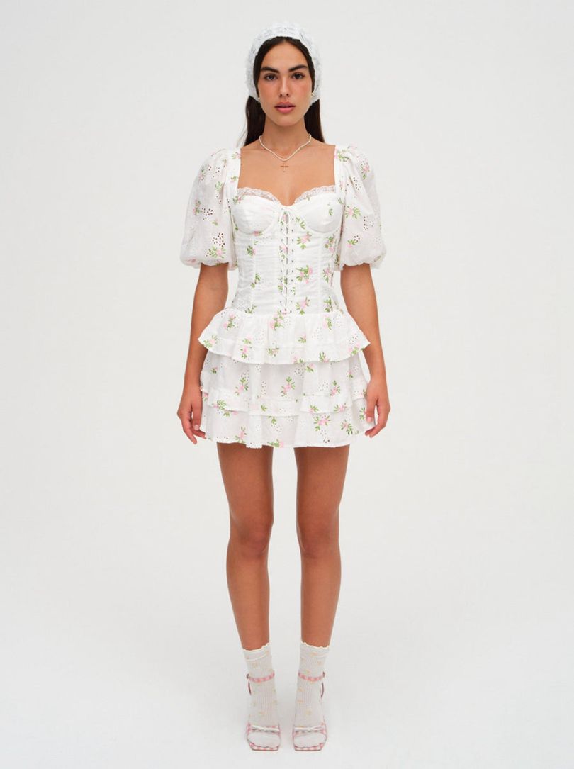 White For Love & Lemons Kinsley Mini Dress | US-GCJU65321