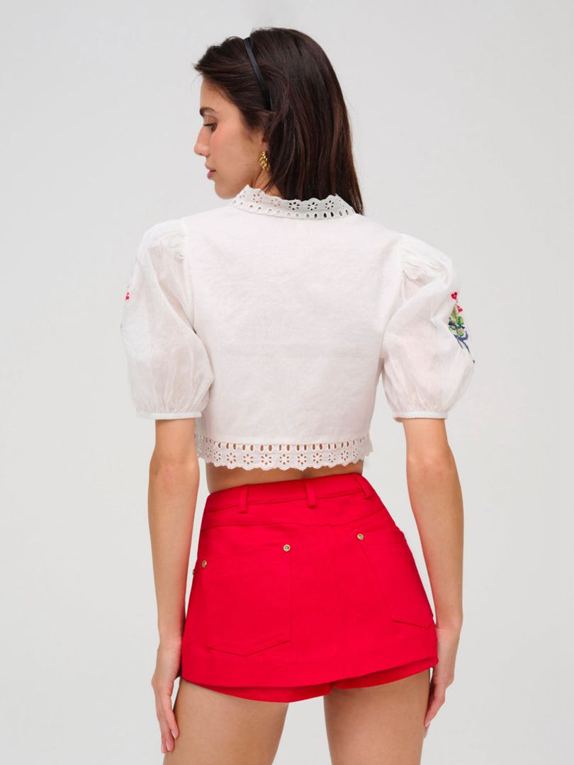 White For Love & Lemons Lipstick Denim Mini Skirt | US-CWFN49726