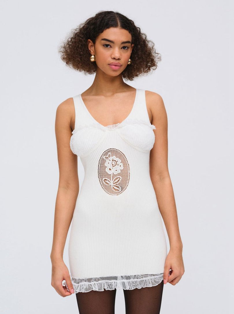 White For Love & Lemons Lyon Knit Mini Dress | US-XJKT67981