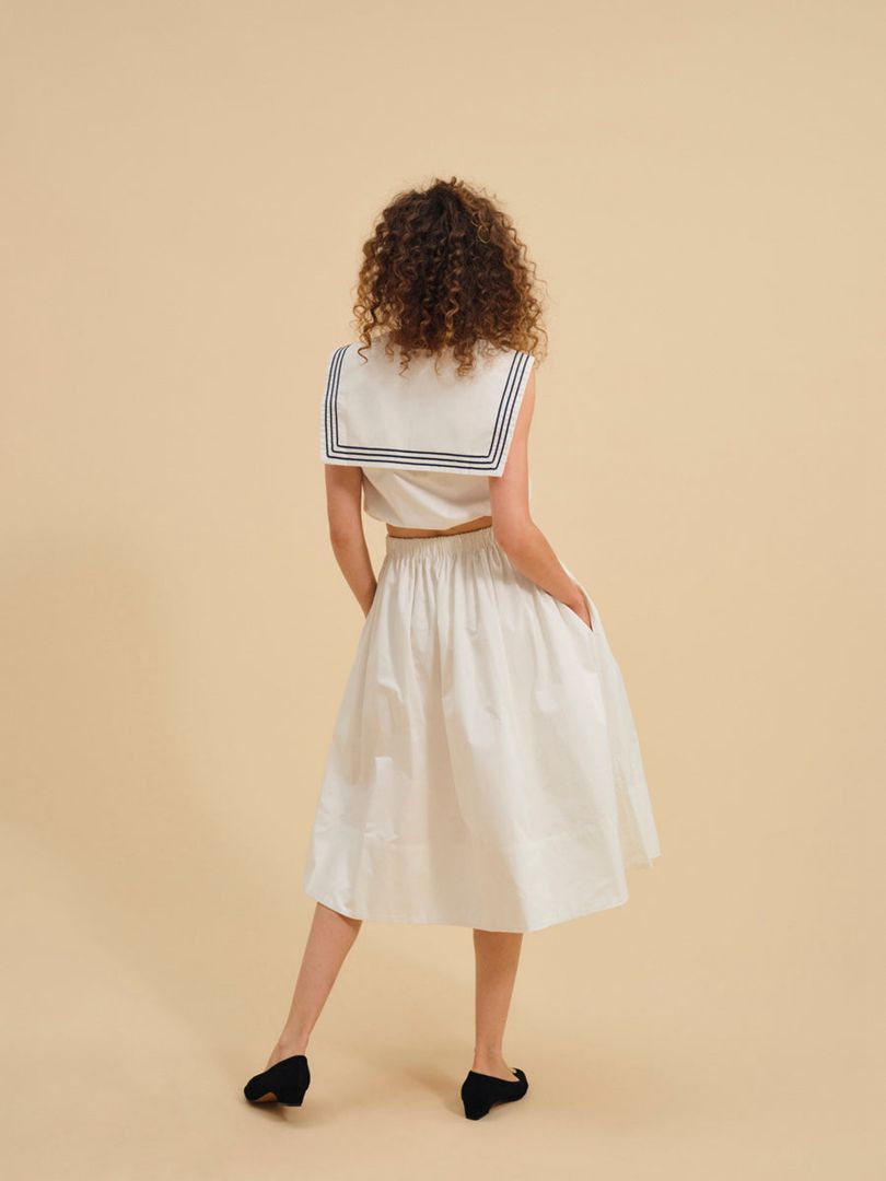 White For Love & Lemons Marella Poplin Sailor Top | US-GYKV8267