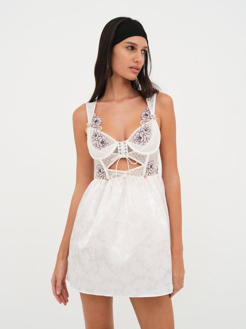 White For Love & Lemons Matilda Slip Dress | US-JXFM72845