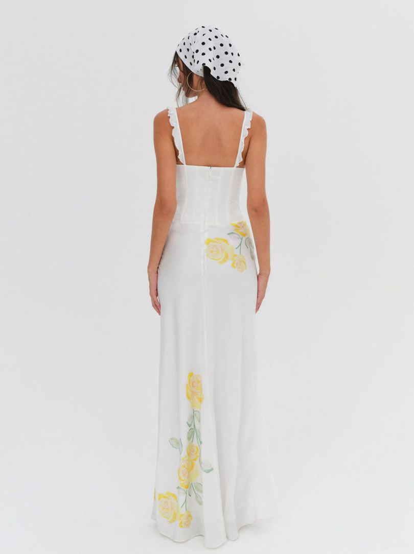 White For Love & Lemons Millie Maxi Dress | US-QJDN23497