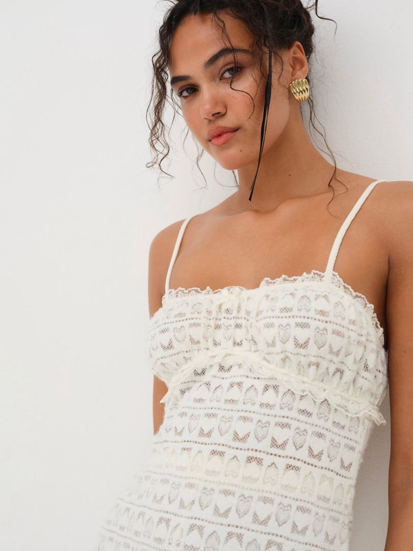 White For Love & Lemons Reba Slip Dress | US-RYNS21846