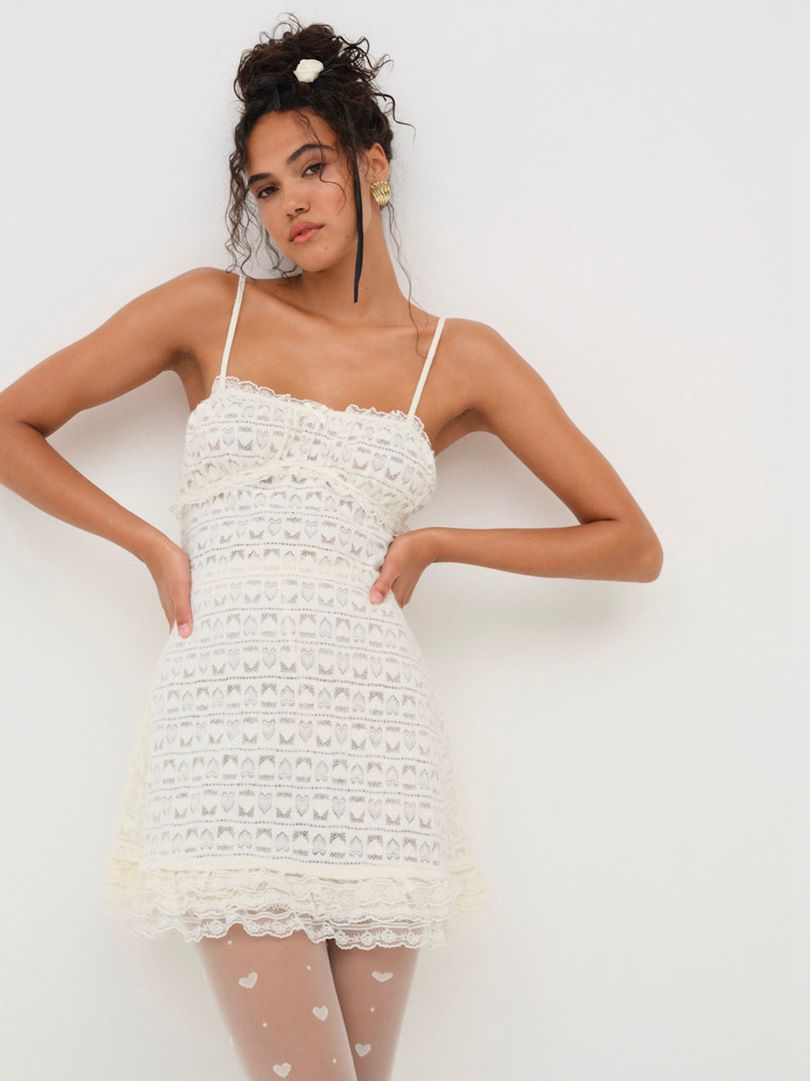 White For Love & Lemons Reba Slip Dress | US-RYNS21846