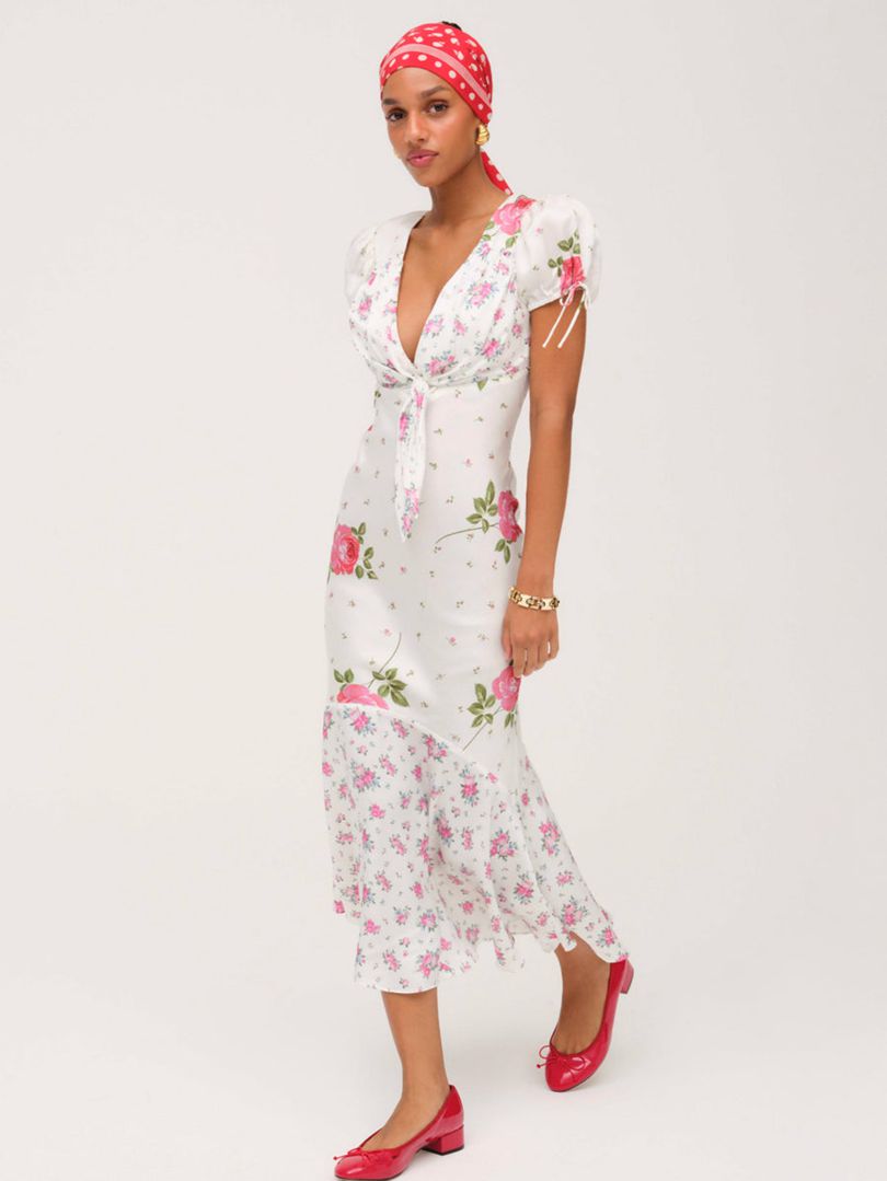 White For Love & Lemons Rosebud Midi Dress | US-AQPY15649