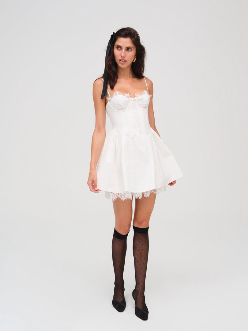 White For Love & Lemons Shae Mini Dress | US-JDEG26845