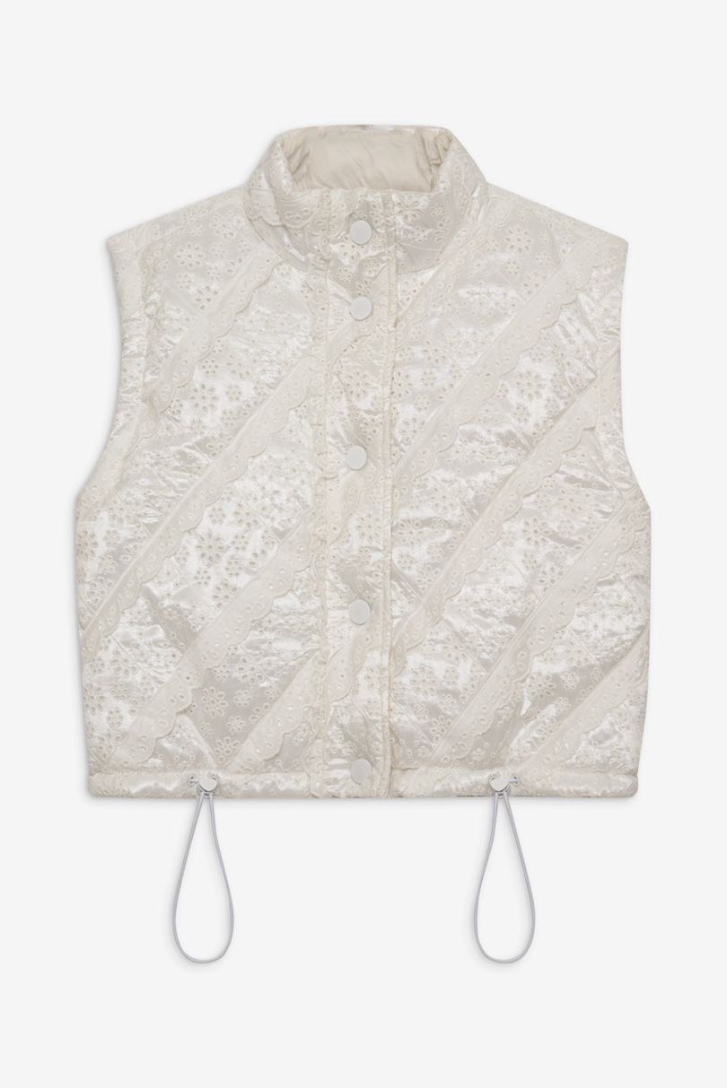 White For Love & Lemons Sloane Eyelet Puffer Vest | US-AKVP57230