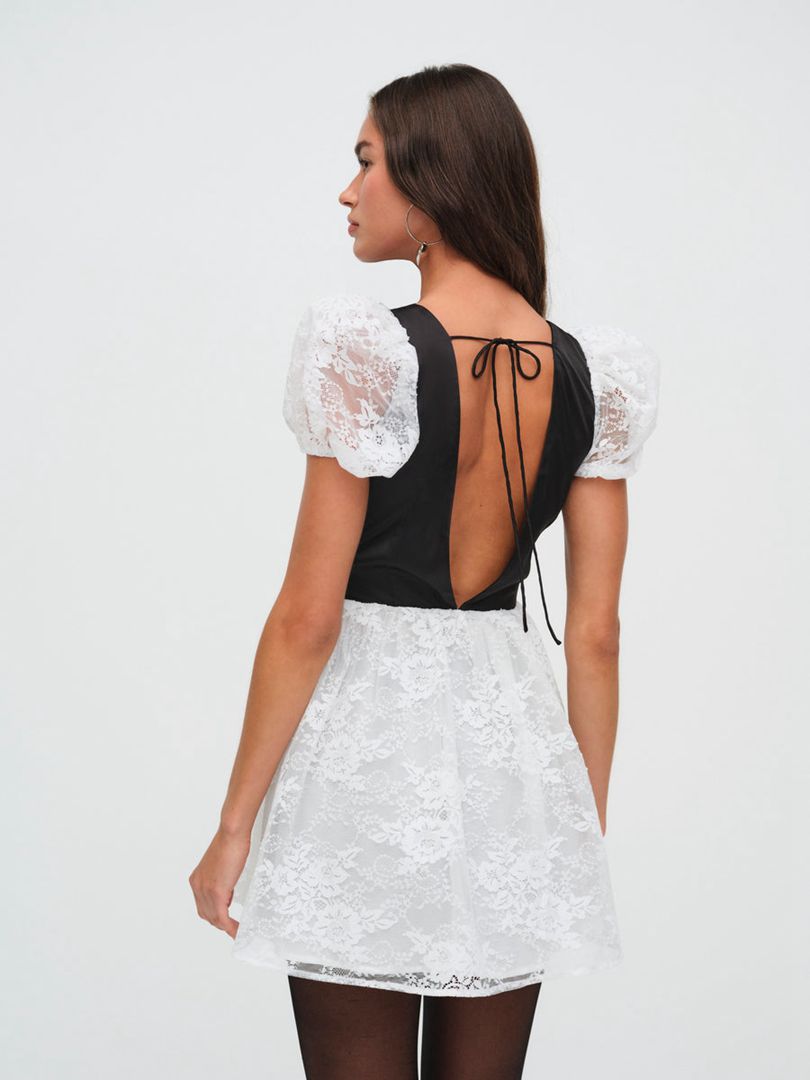 White For Love & Lemons Sonja Mini Dress | US-MVYA74082