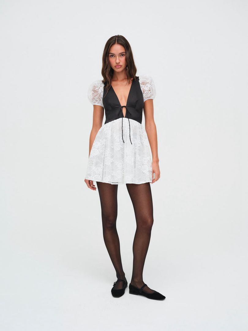 White For Love & Lemons Sonja Mini Dress | US-MVYA74082