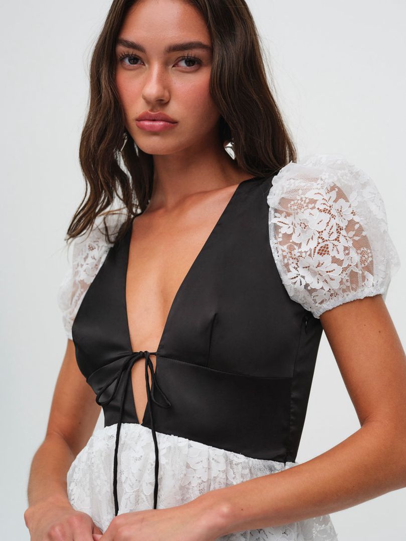 White For Love & Lemons Sonja Mini Dress | US-MVYA74082