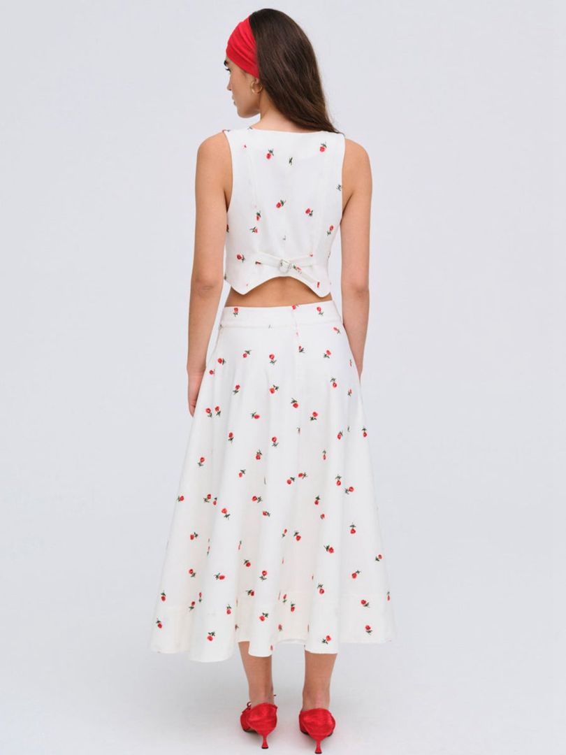 White For Love & Lemons Talia Midi Skirt | US-IABK12673