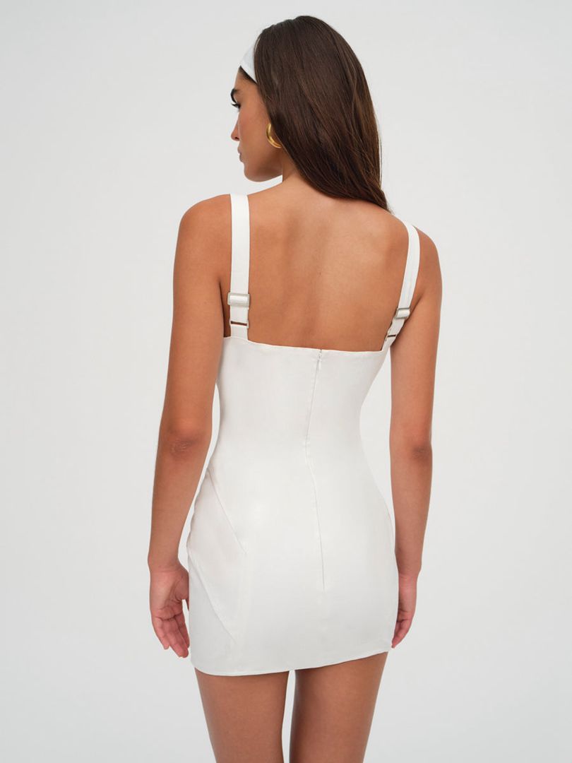 White For Love & Lemons Tilly Denim Mini Dress | US-TYGJ76894