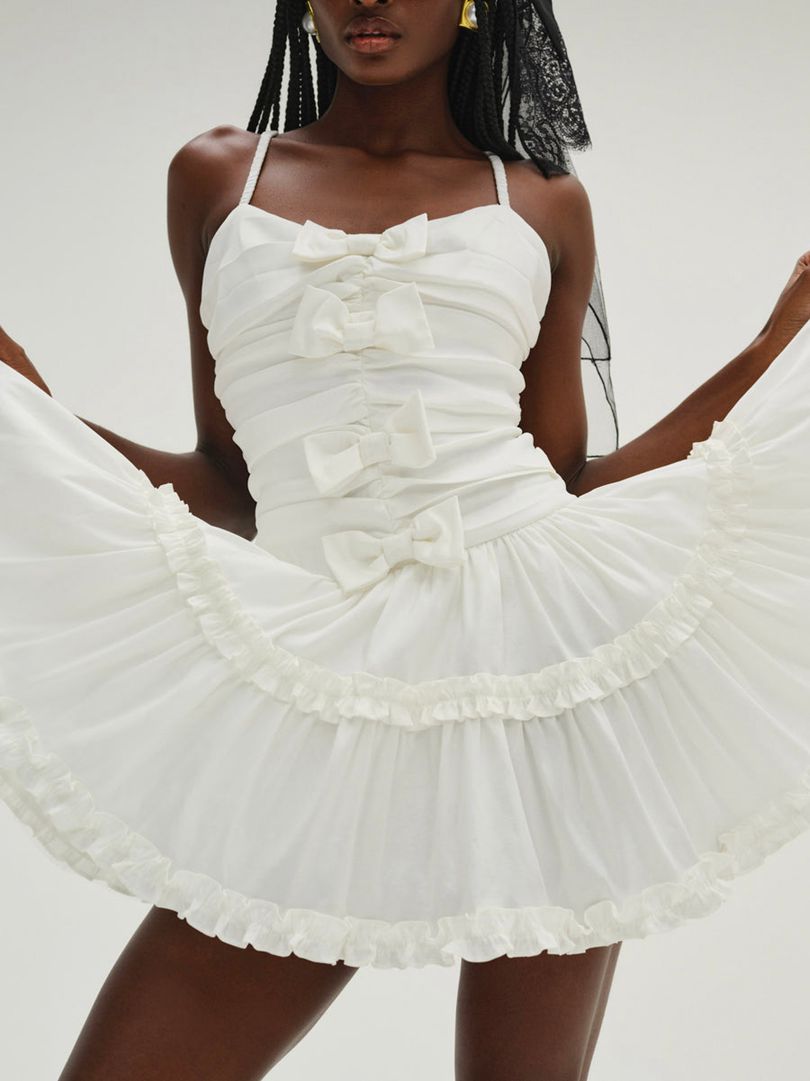 White For Love & Lemons Whipped Cream Taffeta Mini Dress | US-PQGA31780