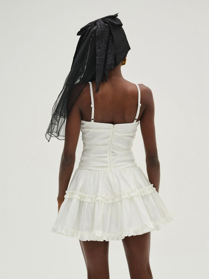 White For Love & Lemons Whipped Cream Taffeta Mini Dress | US-PQGA31780