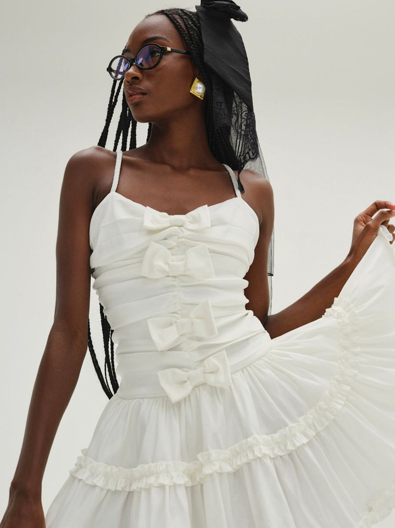 White For Love & Lemons Whipped Cream Taffeta Mini Dress | US-PQGA31780