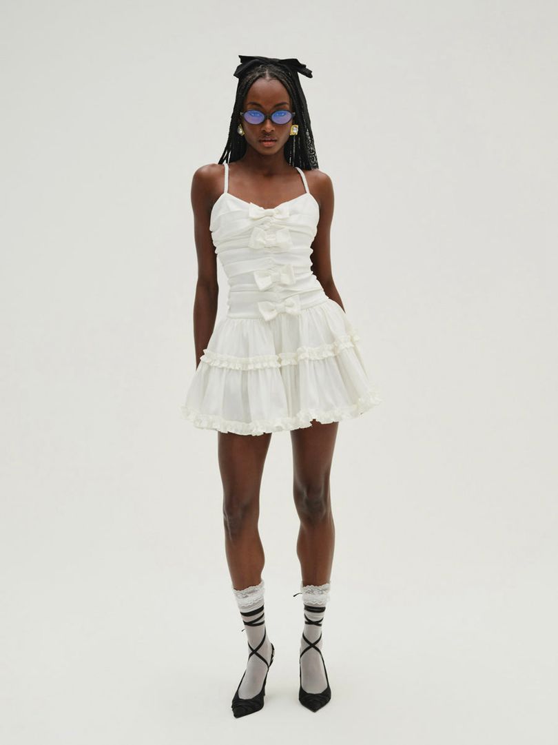 White For Love & Lemons Whipped Cream Taffeta Mini Dress | US-PQGA31780