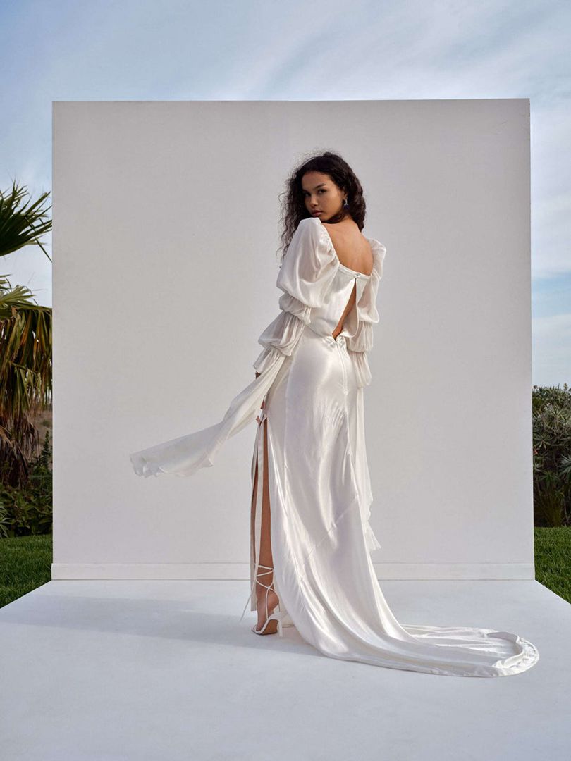 White For Love & Lemons Willow Bridal Gown Maxi Dress | US-EZSQ18265