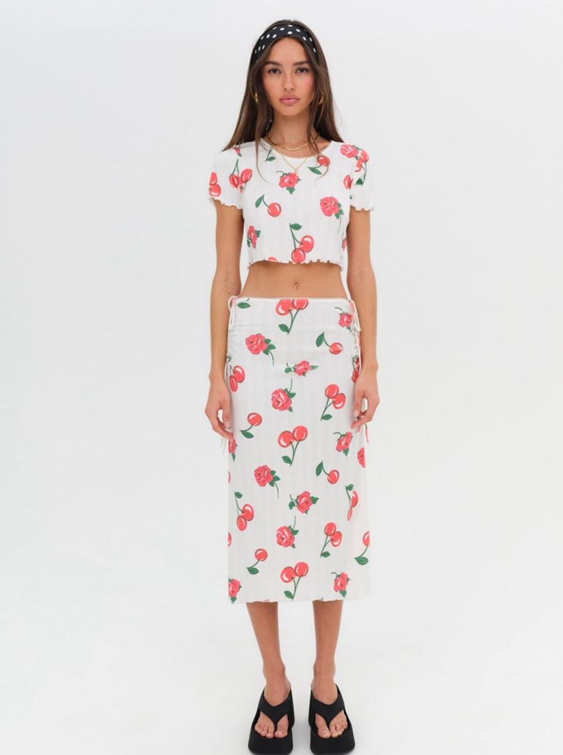 White For Love & Lemons Wilma Midi Skirt | US-DHQB15720